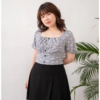 Áo croptop hoa cổ vuông can eo BIGSIZE (55kg đến 95kg) - 22YSM26 - [BU Bigsize Young]