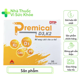 ✅[Chính Hãng] Ống uống bổ sung Calci, D3 và K2 Premical-Giúp phát triển chiều cao và giảm nguy cơ còi xương (Hộp 20 ống)