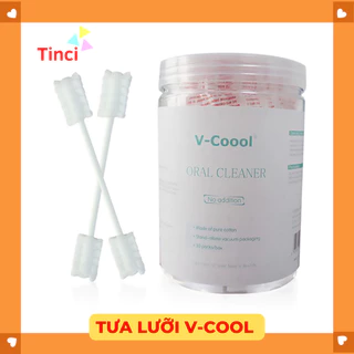 Que rơ lưỡi 2 đầu VCOOL - Hộp 30 que tưa lưỡi kèm tăm bông VCOOOL cho bé - Shoproron