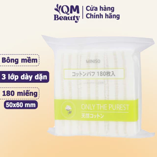 Bông tẩy trang Miniso 180 miếng Nhật Bản Only The Purest 3 lớp dày dặn không xơ bông