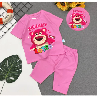 Bộ đồ bé gái-mẫu lửng gấu lotso QL05 chất vải mát thấm hút mồ hôi-mã QL05