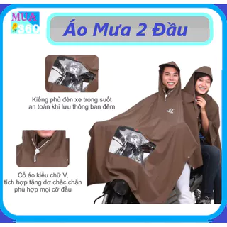 ÁO MƯA ĐÔI 2 CỔ CAO CẤP - ÁO MƯA 2 ĐẦU DÀY DẶN TIỆN LỢI RỘNG RÃI CHE MƯA CỰC TỐT