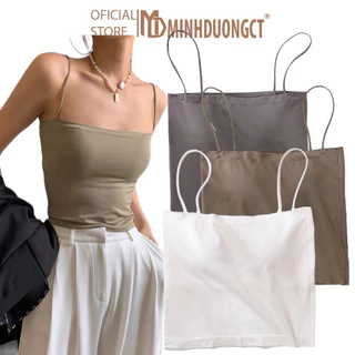 Áo 2 Dây Cotton Croptop Sợi Bún Đệm Nâng Ngực Dáng Ôm Thoáng Mát Mã 2066