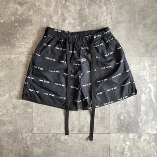 Quần short gió 2 lớp full logo FOG B099 BuiVintage, phom rộng có lót lưới cao cấp.