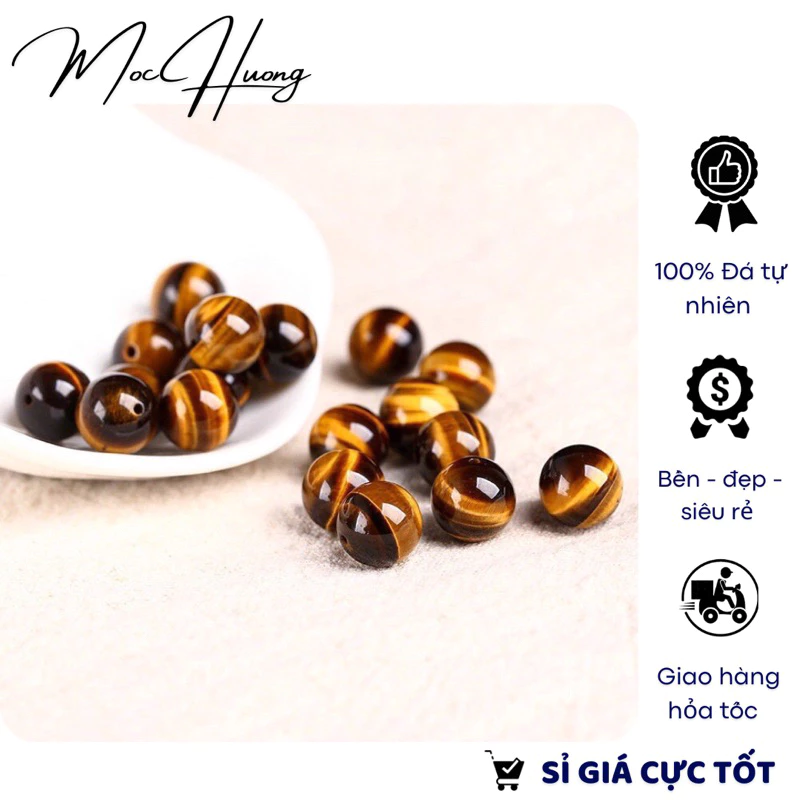 Set 5 Hạt TAMH vàng ti.ger's ey.e qua.zt - TH662 MOCHUONG JEWELRY