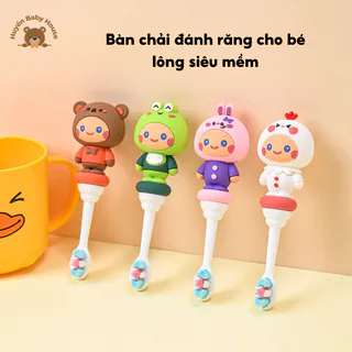 Bàn Chải Đánh Răng Trẻ Em Lông Mềm, Siêu Mịn Chăm Sóc Răng Miệng Cho Bé từ 2-10 Tuổi Hình Gấu Dễ Thương