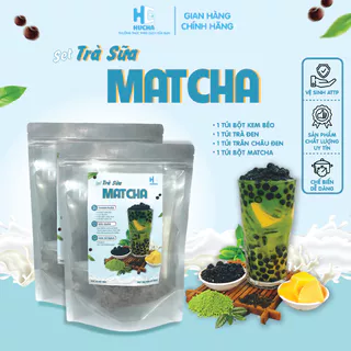 Sét trà sữa Matcha trân châu đen nấu tại nhà thơm ngon đậm vị 10 15 ly-set nguyên liệu Hucha