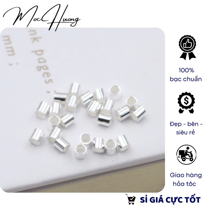 [S925] Set 10 Charm ống định vị, cố định dây bạc (ống nẹp bạc) - TH851 MOCHUONG JEWELRY