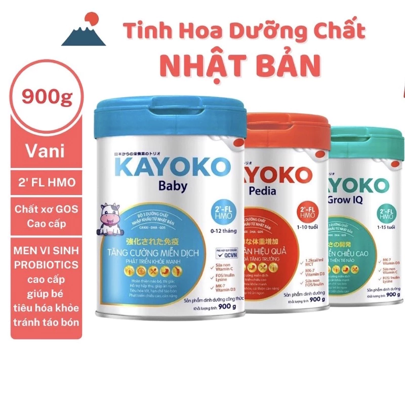 Sữa Kayoko Pedia, Baby, Grow IQ Lon 900g [Date 2024]