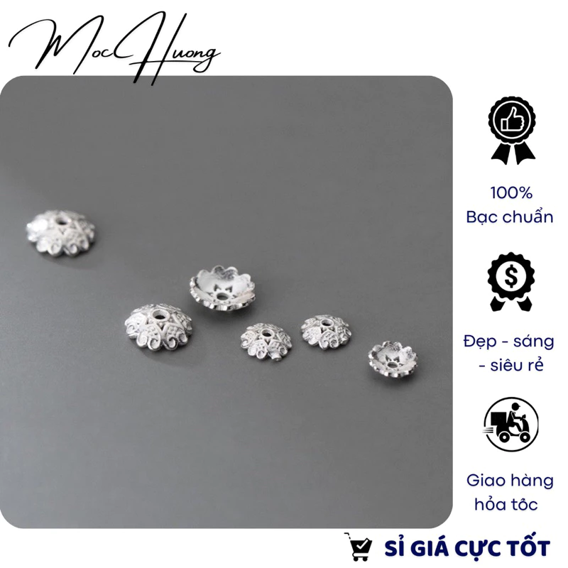[S925] Set 2 Charm bạc ốp cánh hoa 5.5mm - TH102 MOCHUONG JEWELRY