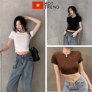 Áo croptop body thun gân ngắn tay HOTTREND