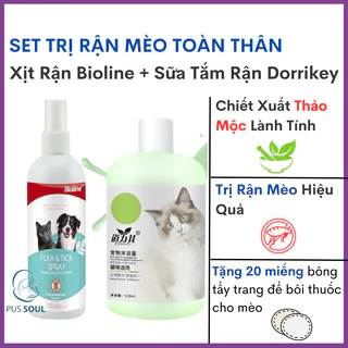 [MỚI] Bộ Đôi Trị Rận Mèo Toàn Thân 7 Ngày – Thuốc Xịt Rận Thảo Mộc Bioline + Sữa Tắm Rận - PusSoul