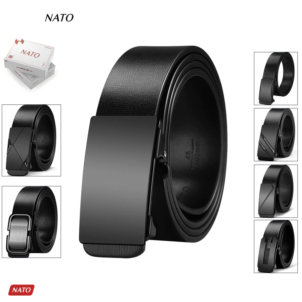 Thắt Lưng Nam Nato Pisa Giấu Đuôi Dây Khóa Tự Động Da Bò Cao Cấp Đẹp Đi Làm Sang Trọng 980Gsm