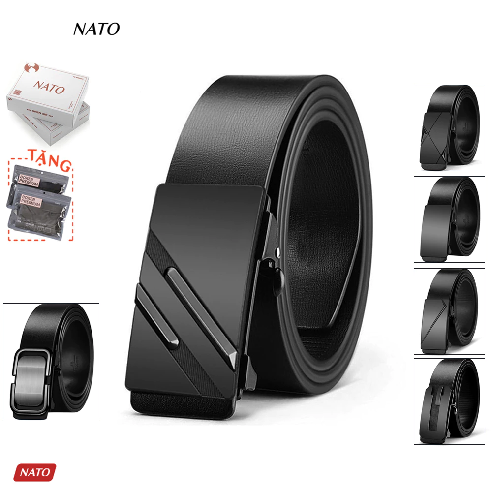 Thắt Lưng Nam Nato Pisa Giấu Đuôi Dây Khóa Tự Động Da Bò Cao Cấp Đẹp Đi Học Trẻ Trung 985Gsm