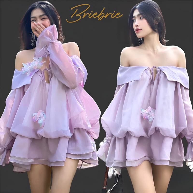 ( Loại 1 ) Áo đầm LACE MINI DRESS Briebrie chất liệu tơ,sang chảnh - 435