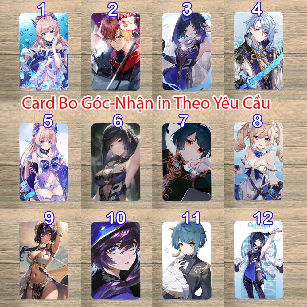 card ảnh bo góc Kokomi Tartaglia Xingqiu Yelan Candace genshin impact Barbara Kamisato Ayato Mona  M5393