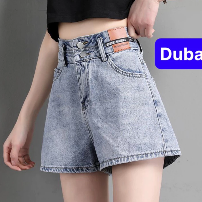 QUẦN SHORT SỌT JEAN LỬNG KIỂU NGỐ NỮ CHẤT BÒ XANH ĐEN DAI DA LƯNG CAO NÂNG MÔNG SÀNH ĐIỆU -DUBAI FSHION