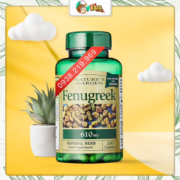 Viên uống lợi sữa Cỏ cà ri Natures Garden Fenugreek 610mg Anh 100 viên