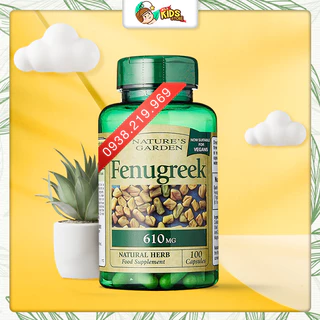 Viên uống lợi sữa Cỏ cà ri Natures Garden Fenugreek 610mg Anh 100 viên