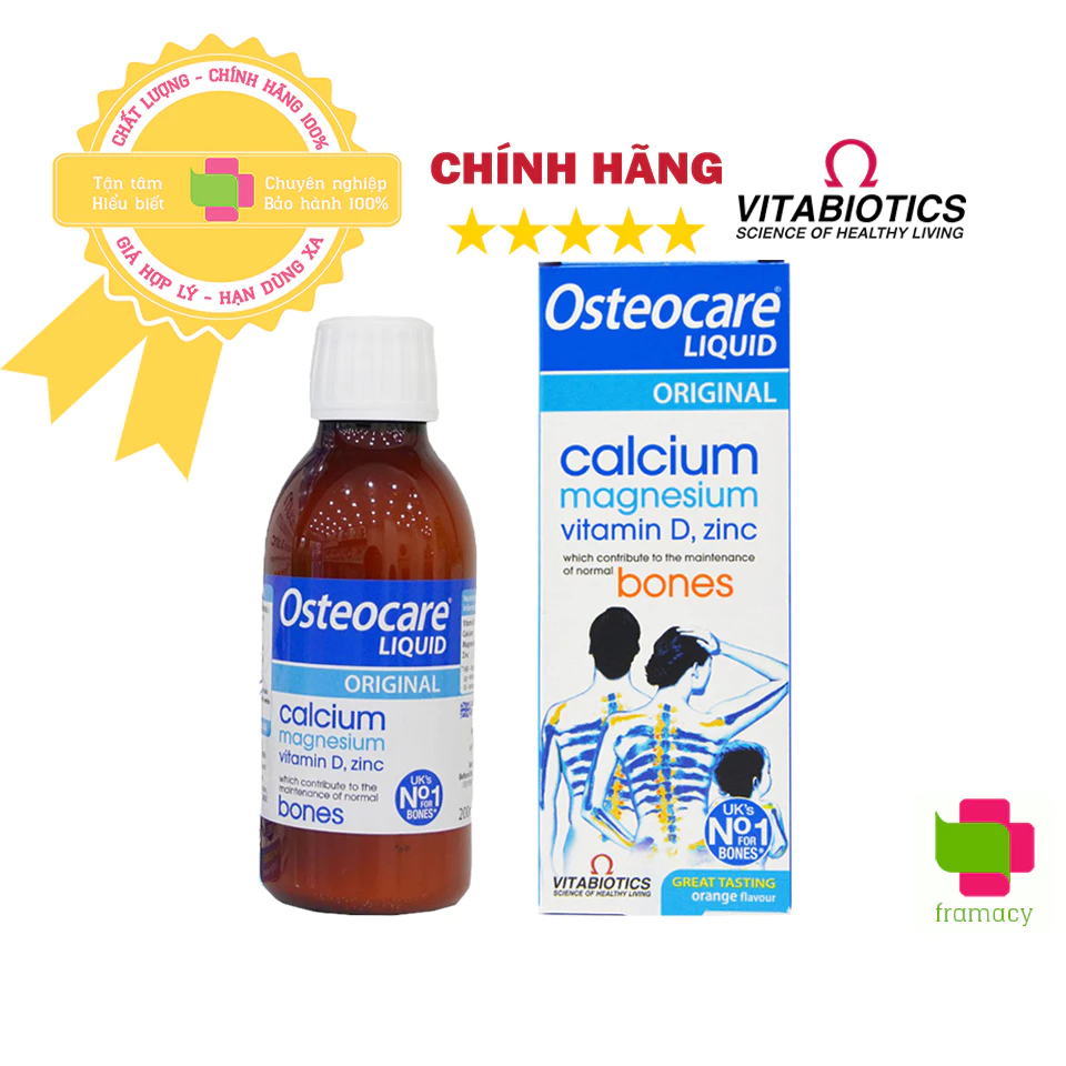 Canxi nước Osteocare Original Liquid, Anh (200ml) bổ sung canxi và d3 cho bé 3 tuổi đến 10 tuổi, người lớn và bà bầu