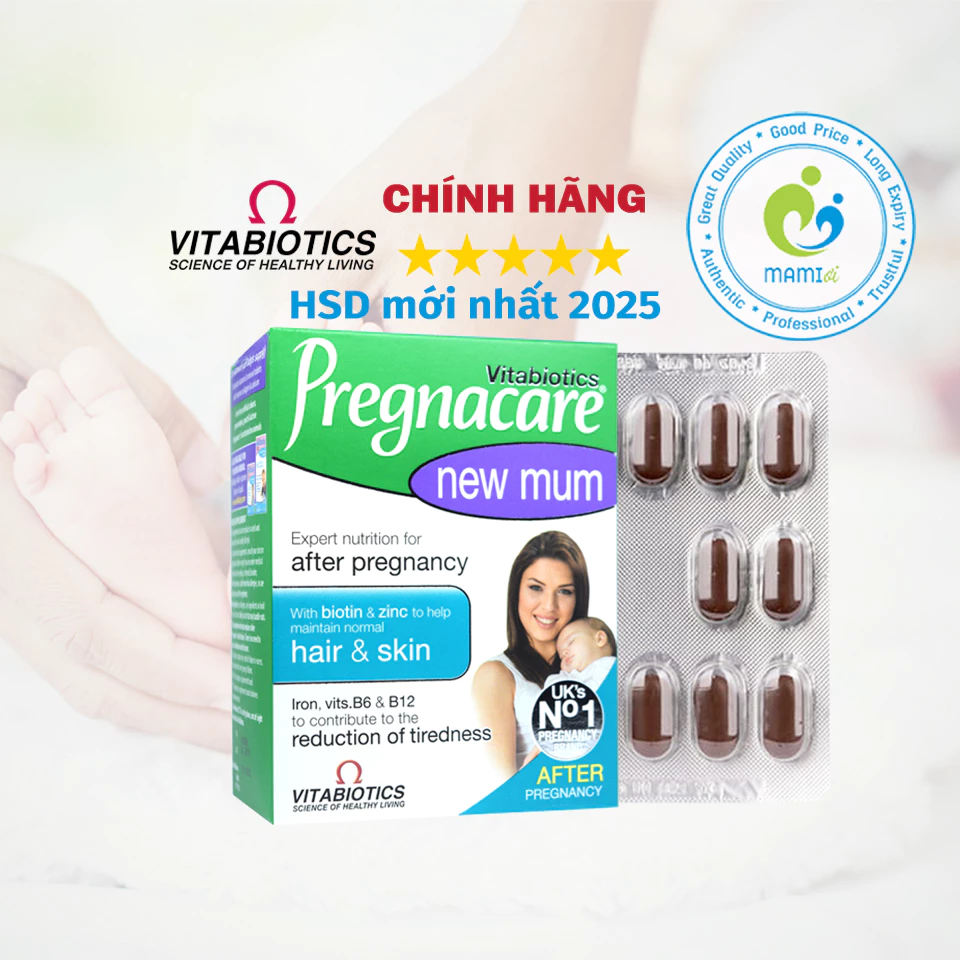 Vitamin tổng hợp (56v) cải thiện tóc và da cho phụ nữ sau sinh Pregnacare New Mum, UK