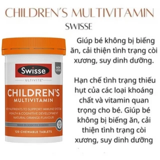 (Đủ bill) Viên bổ sung vitamin tổng hợp Swisse ultivite children's multivitamin 120 viên cho trẻ từ 2 tuổi