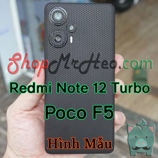 Dán Skin Mặt Sau Lưng Full Viền Poco F5 - Redmi Note 12 Turbo (Carbon, Hình Hộp, Nhám, Vân Da, Nhôm Xước)