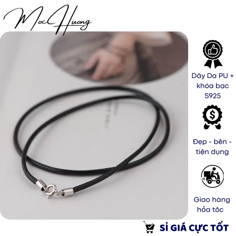 [S925] Dây da đeo cổ mix khóa bạc làm dây chuyền đeo chắc chắn, siêu bền - TH582 MOCHUONG JEWELRY