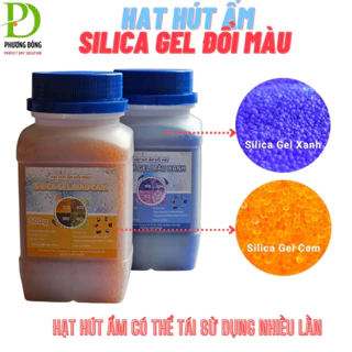 500g hạt hút ẩm Silica Gel đổi màu hút ẩm nhanh, có thể tái sử dụng nhiều lần, hộp kín đẹp chắc chắn hàng mới nhập.