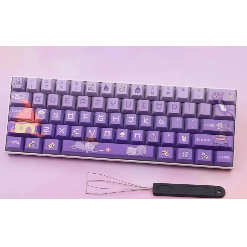 Keycap mèo dễ thương Magical Cat Gradient, Camping cat  cho bàn phím