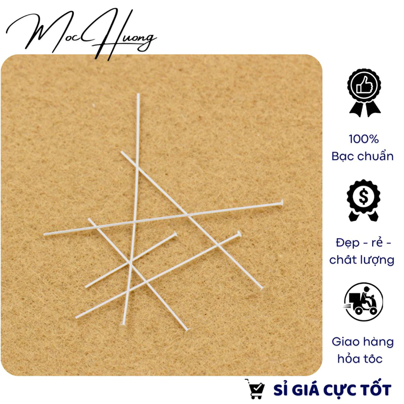 [S925] Set 2 Đinh bạc chữ T/đầu tròn làm vòng tay, bông tai, mềm, dễ uốn - TH898 MOCHUONG JEWELRY