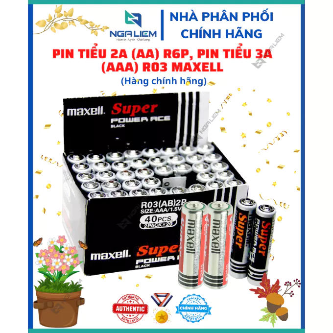 Pin Tiểu 2A (AA) R6P, Pin tiểu 3A (AAA) R03 MAXELL, hộp đen hộp đỏ [Hàng chính hãng công ty]