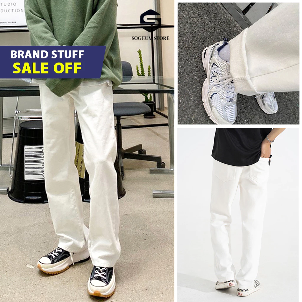 Quần Jeans baggy nam ống xuông rộng màu trắng QCCC đẹp hottrend 2023- SOGUME.STORE
