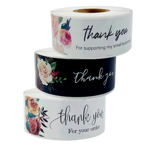 ✍mujicici✍TEM_Tem Dán Hộp Carton " Thank you" << SIZE 2.5*7.5CM- 120 tem/CUỘN<<NHIỀU MẪU ĐẸP>>