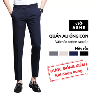 Quần âu nam ống côn ASHE -  Vải chéo cotton cao cấp, dáng trẻ chung, phù hợp đi làm, đi học, đi chơi.