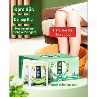 Hộp 20 gói nước ngâm chân ngải cứu thảo dược 400ml .Thải độc, thư giãn, cải thiện sức khỏe