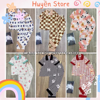 Bộ ngủ - Đồ ngủ pijama cổ sen tay cộc quần dài chất kate lụa