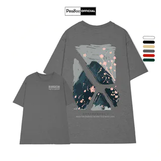 Áo Thun Unisex PEABOO mã TN Graffiti Chất Cotton Thoáng Mát Form Rộng Tay Lỡ Cho Nam Nữ