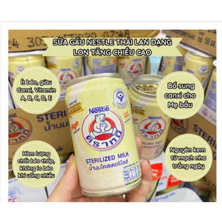 Lốc 4 lon Sữa tươi gấu Nestle Thái Lan dạng lon mẫu mới 150ml uống là nghiền