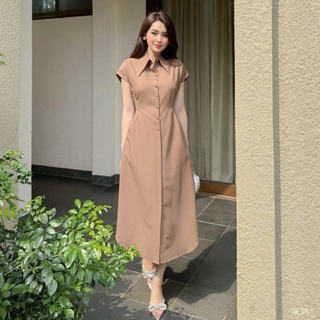 Cesia dress/ Đầm sơ mi dáng dài cổ ve lật