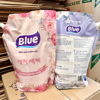 Nước giặt xả hương hoa BLUE Hà Thành túi 2.1 lít - bịch nước giặt đồ quần áo 2100ml