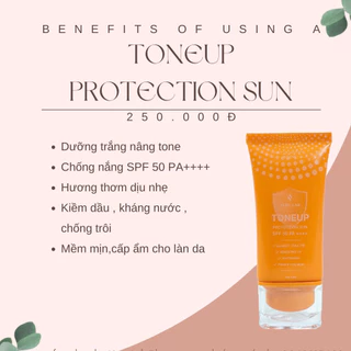 Kem chống nắng TONEUP PROTECTION SUN kiểm soát bóng nhờn & bảo vệ làn da chống tia UV SPF 50 PA++++