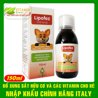 Sắt sinh học cho bé LIPOFEZ 150ml giúp giảm nguy cơ thiếu máu do thiếu sắt, acid folic | Nhập khẩu chính hãng Italy