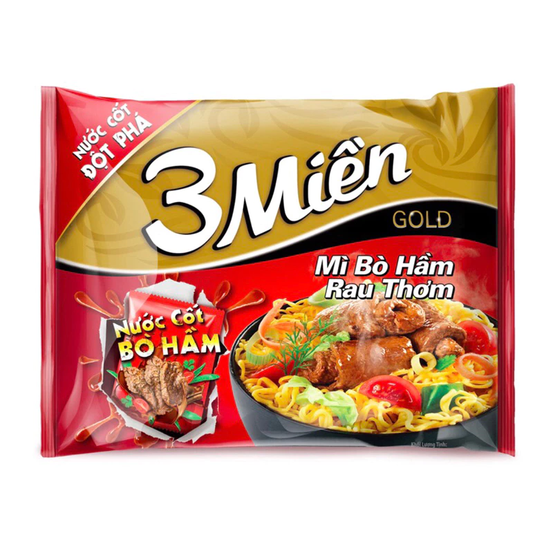 Lẻ 1 Gói Mì 3 Miền Bò Hầm Rau Thơm 75g