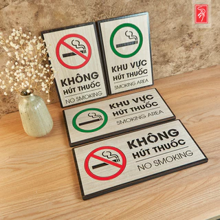 Bảng cấm hút thuốc - No Smoking, khu vực hút thuốc - Smoking Area (Có keo dán tường, biển đứng - biển ngang) SAN-BC05