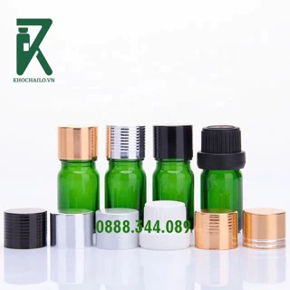 Chai thuỷ tinh,tinh dầu xanh lá nắp vặn đen to,nắp vặn đen bé,nắp vàng xoắn 5ml,10ml,20ml,30ml,50ml,100ml