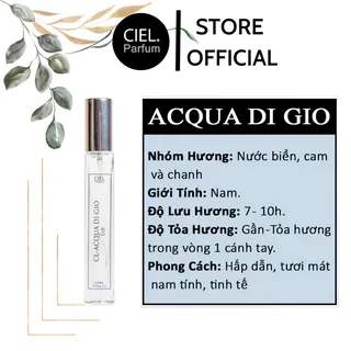 Nước hoa nam CL ACQUA DI GIO Edt chính hãng CIEL Parfum 12ml phong cách hấp dẫn, tươi mát, nam tính CP09