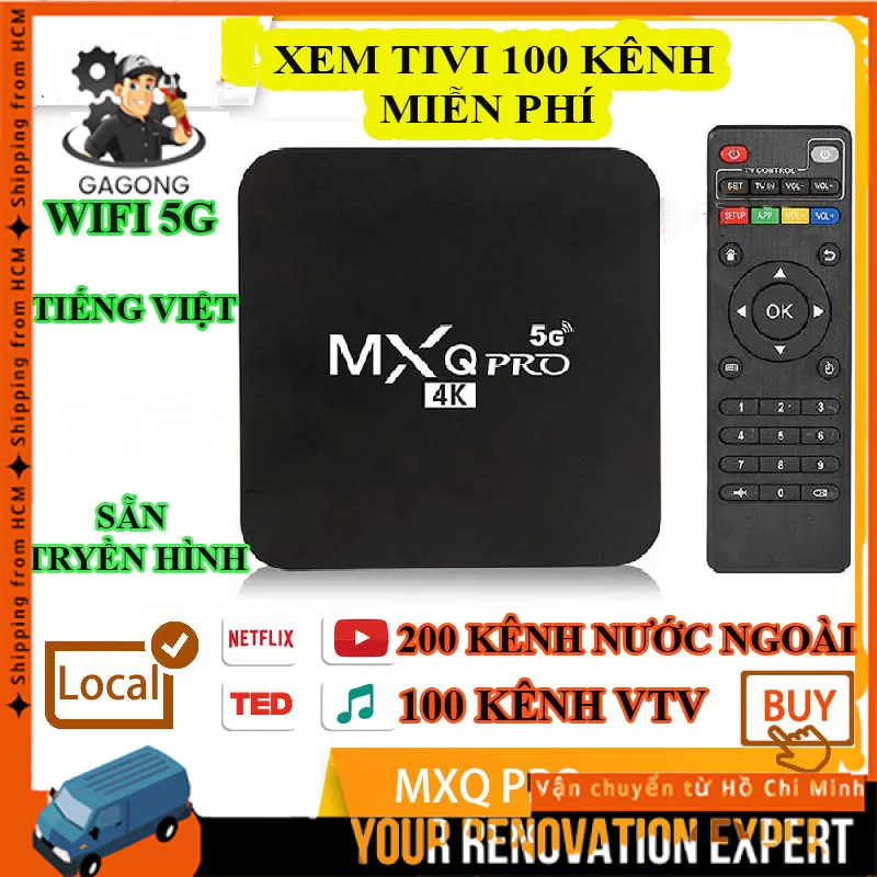 Android TV Box MXQ PRO 4K bản 8G+128GB Tiếng Việt Wifi 5G, Android 11.1 Đã cài sãn 300 kênh, YouTube, Chorme...vv