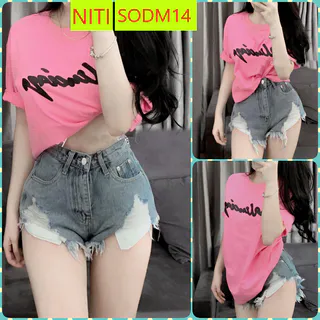 [SODM14]QUẦN SHORT ĐÙI JEANS NỮ LƯNG CAO RÁCH V LAI TUA TẢ TỚI MÀU XÁM LOANG XANH CỰC CÁ TÍNH THOÁNG MÁT CỰC Đ