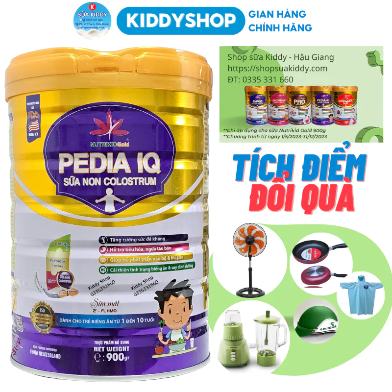 Sữa non cho trẻ biếng ăn, suy dinh dưỡng Nutrikidgold Pedia IQ - Sữa mát Sữa Non Colostrum Nutrikid Pedia IQ 900g